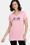 Zivame Autumn Leaves Knit Cotton Top - Pink Icing — thumbnail 1